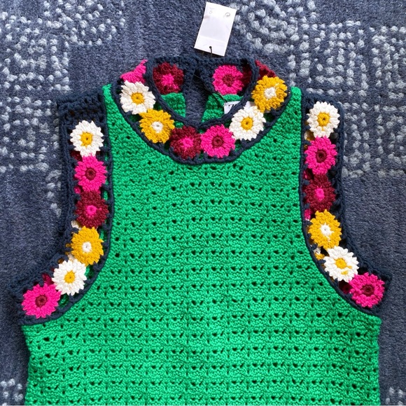 💚 ZARA GREEN MULTI FLORAL CROCHET MINI DRESS! - Picture 8 of 16